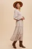 Beige Smocked V-Neck Ruffle Tiered Maxi Dress sold by Pinkblush
