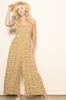 Yellow Printed Smocked Wide Leg Jumpsuit sold by Pinkblush