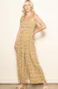 Yellow Printed Smocked Wide Leg Jumpsuit sold by Pinkblush