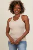Beige Basic Ribbed Maternity Tank Top sold by Pinkblush