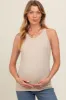 Beige Basic Ribbed Maternity Tank Top sold by Pinkblush