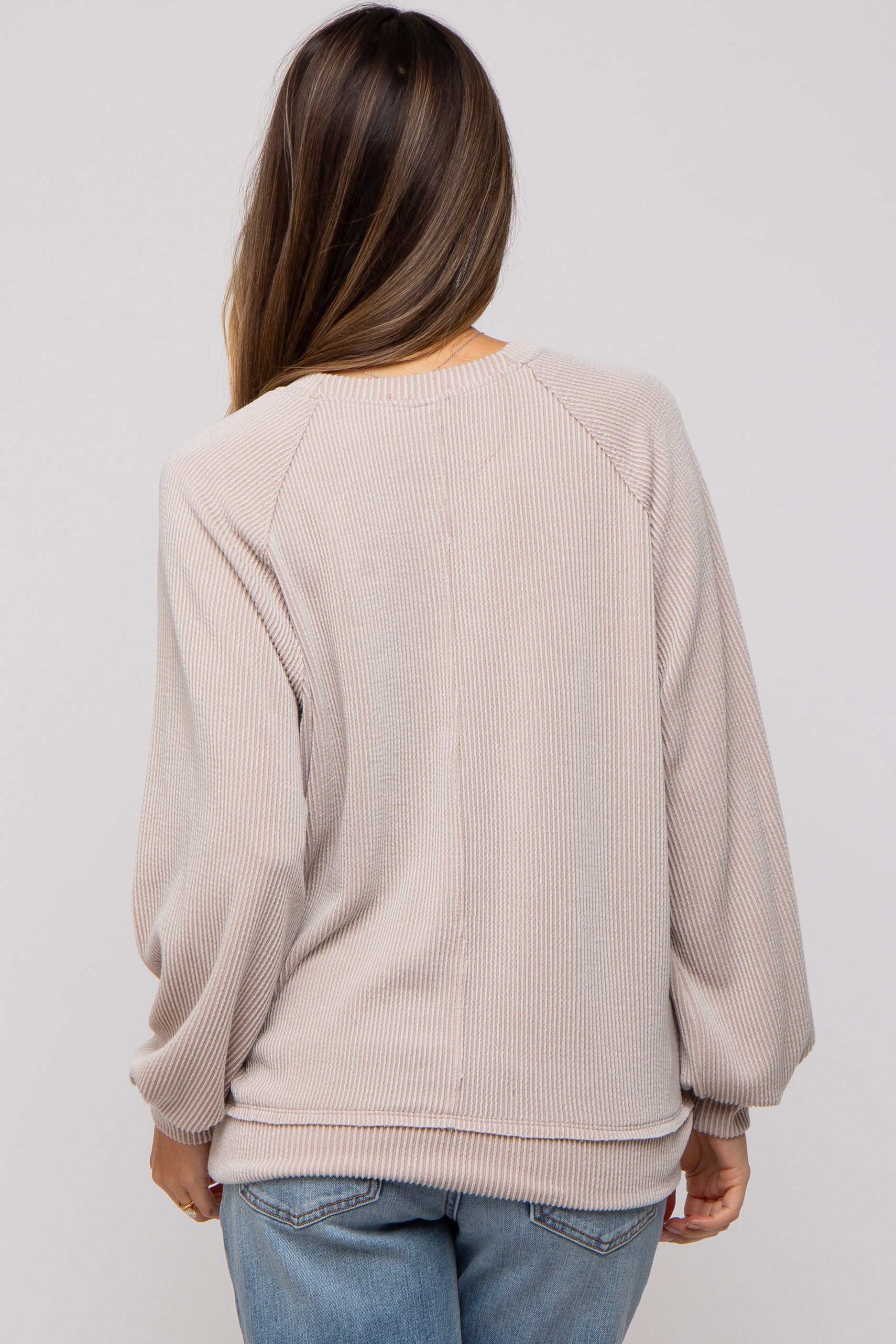 Cream Ribbed Maternity Pullover Top sold by Pinkblush product image thumbnail 3