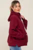 Burgundy Raw Edge Trim Maternity Drawstring Hoodie sold by Pinkblush