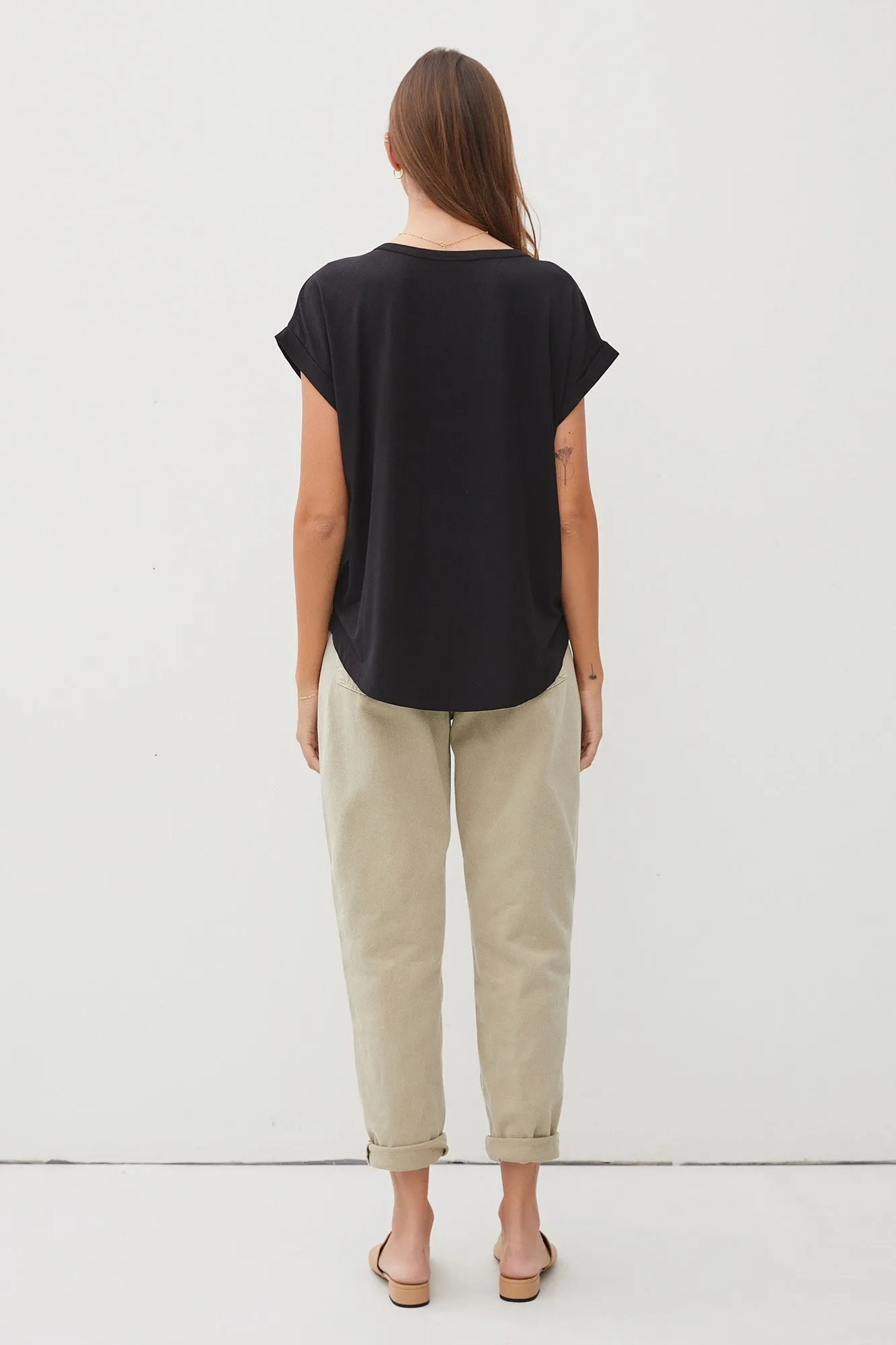 Black Rolled Cuff Sleeve Top sold by Pinkblush product image thumbnail 2