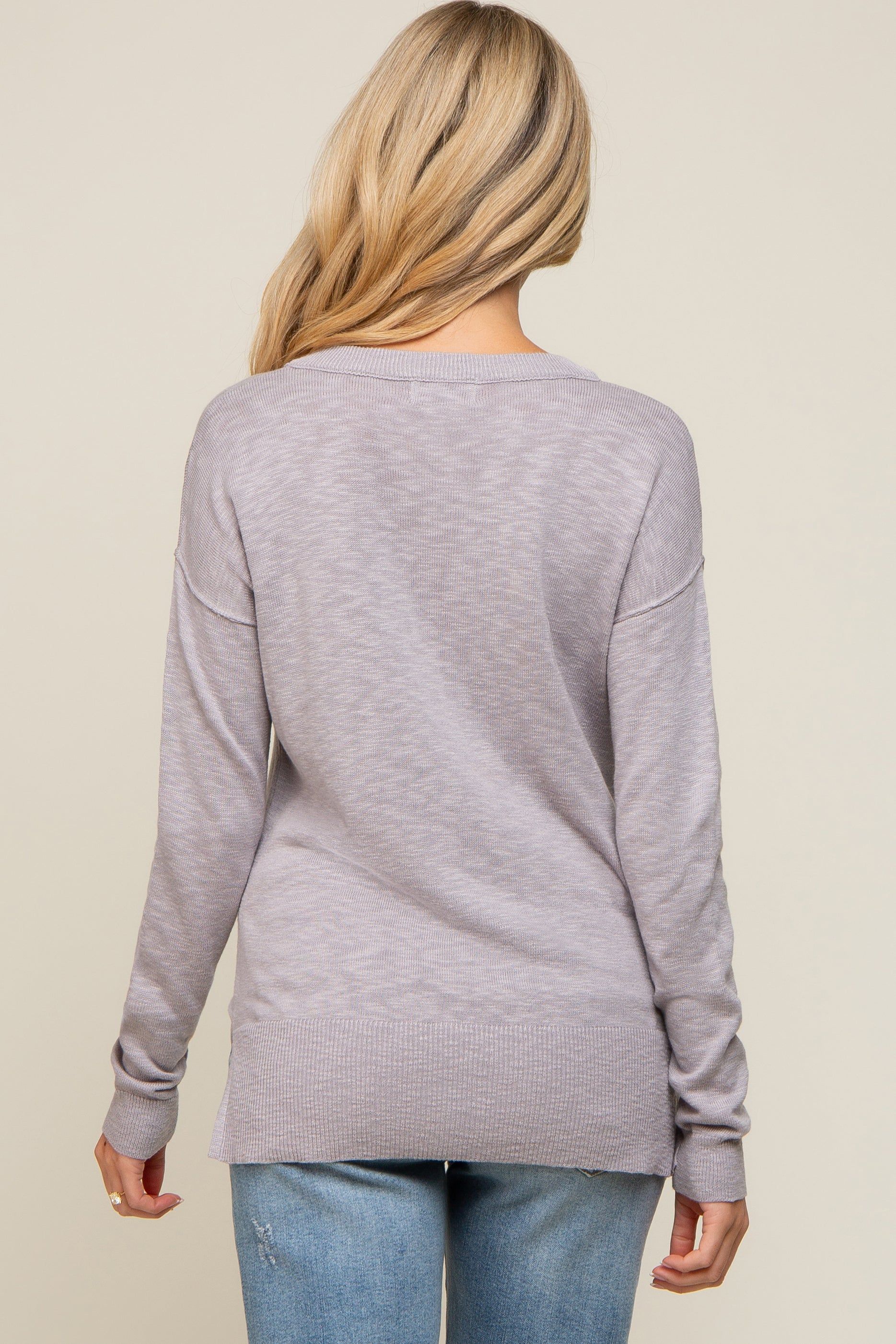 Heather Grey Knit Long Sleeve Maternity Top sold by Pinkblush product image thumbnail 3