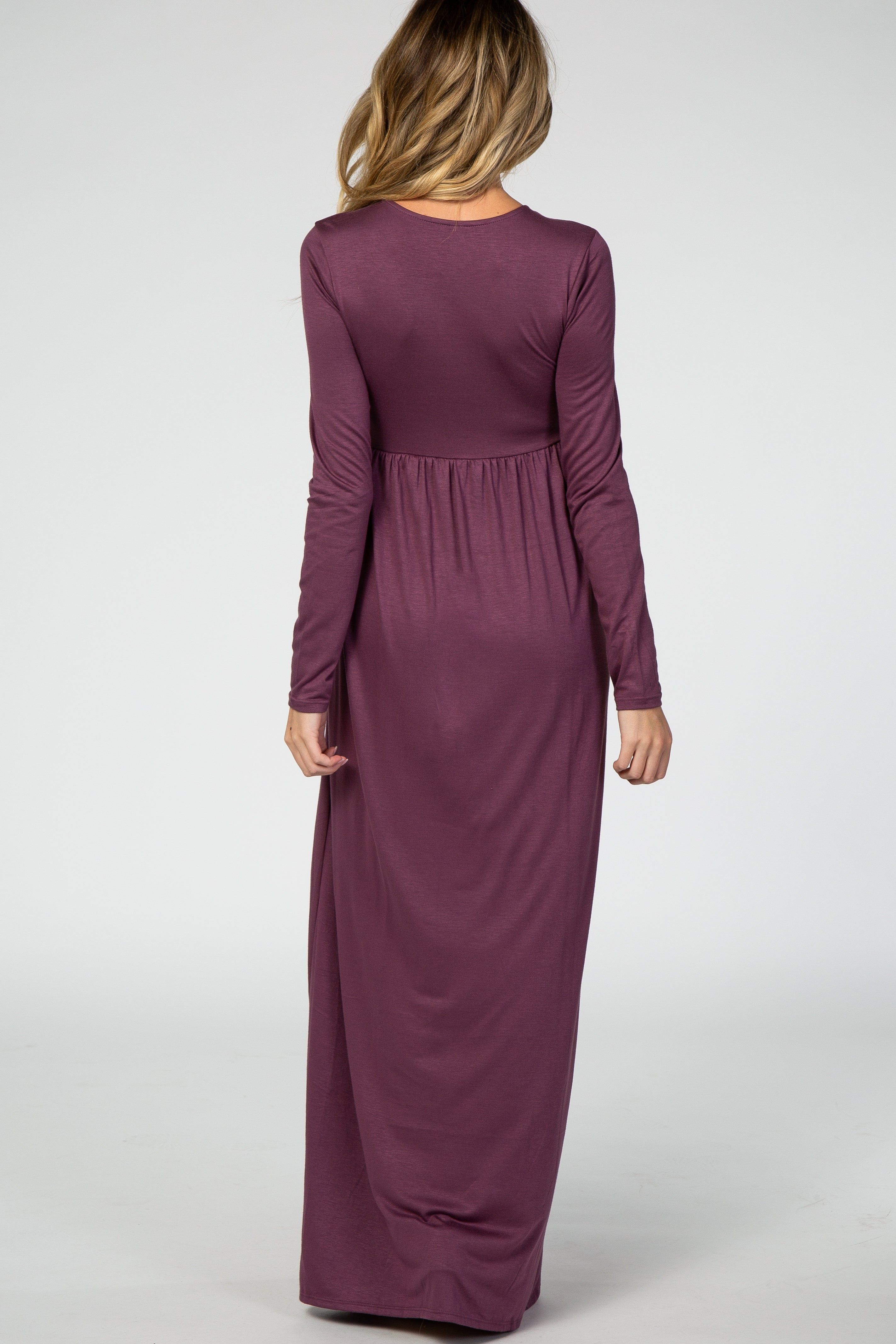 Purple Long Sleeve Maternity Maxi Dress sold by Pinkblush product image thumbnail 3