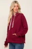 Burgundy Raw Edge Trim Maternity Drawstring Hoodie sold by Pinkblush