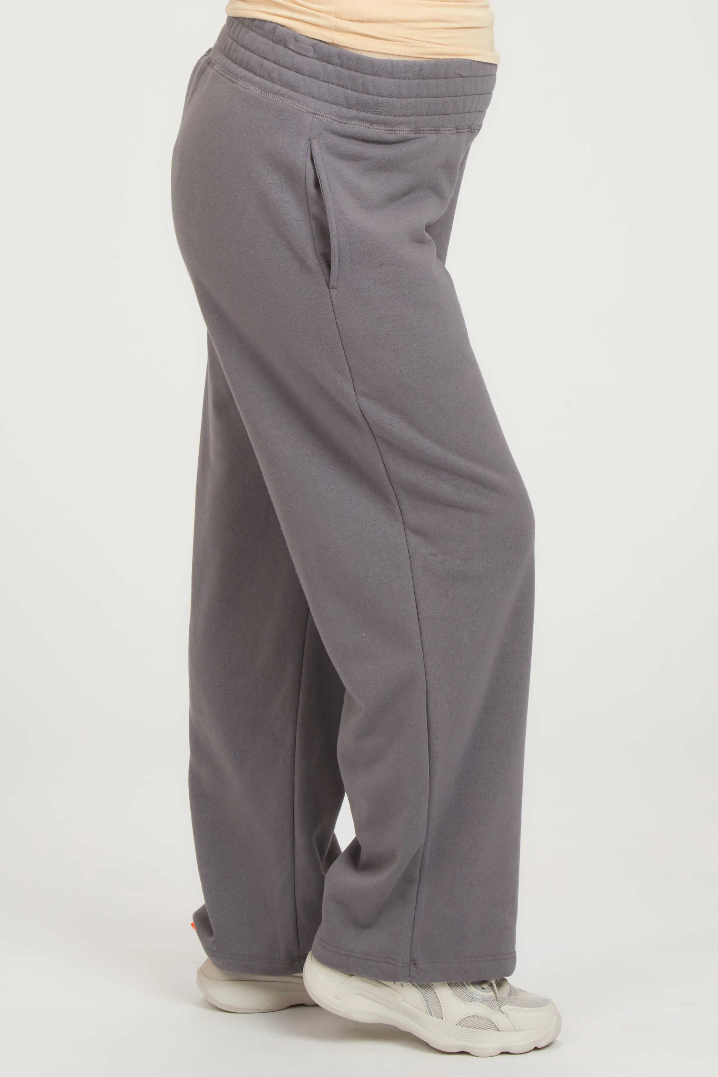 Gray Fleece Lined Maternity Lounge Pants sold by Pinkblush product image thumbnail 3