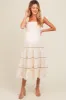 Ivory Smocked Tiered Maternity Maxi Dress sold by Pinkblush