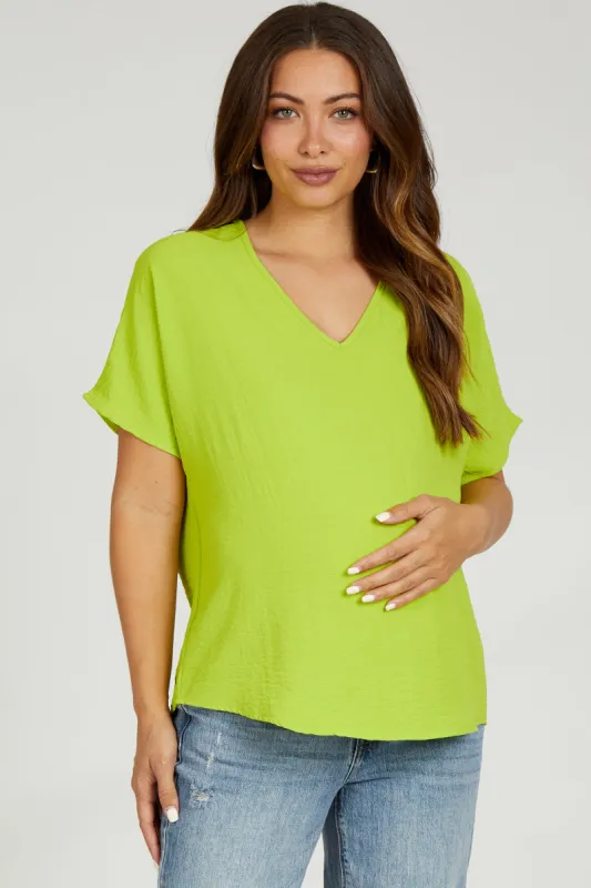 Lime Short Sleeve Maternity Blouse sold by Pinkblush