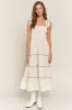 Ivory Smocked Tiered Maternity Maxi Dress sold by Pinkblush