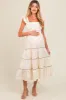 Ivory Smocked Tiered Maternity Maxi Dress sold by Pinkblush