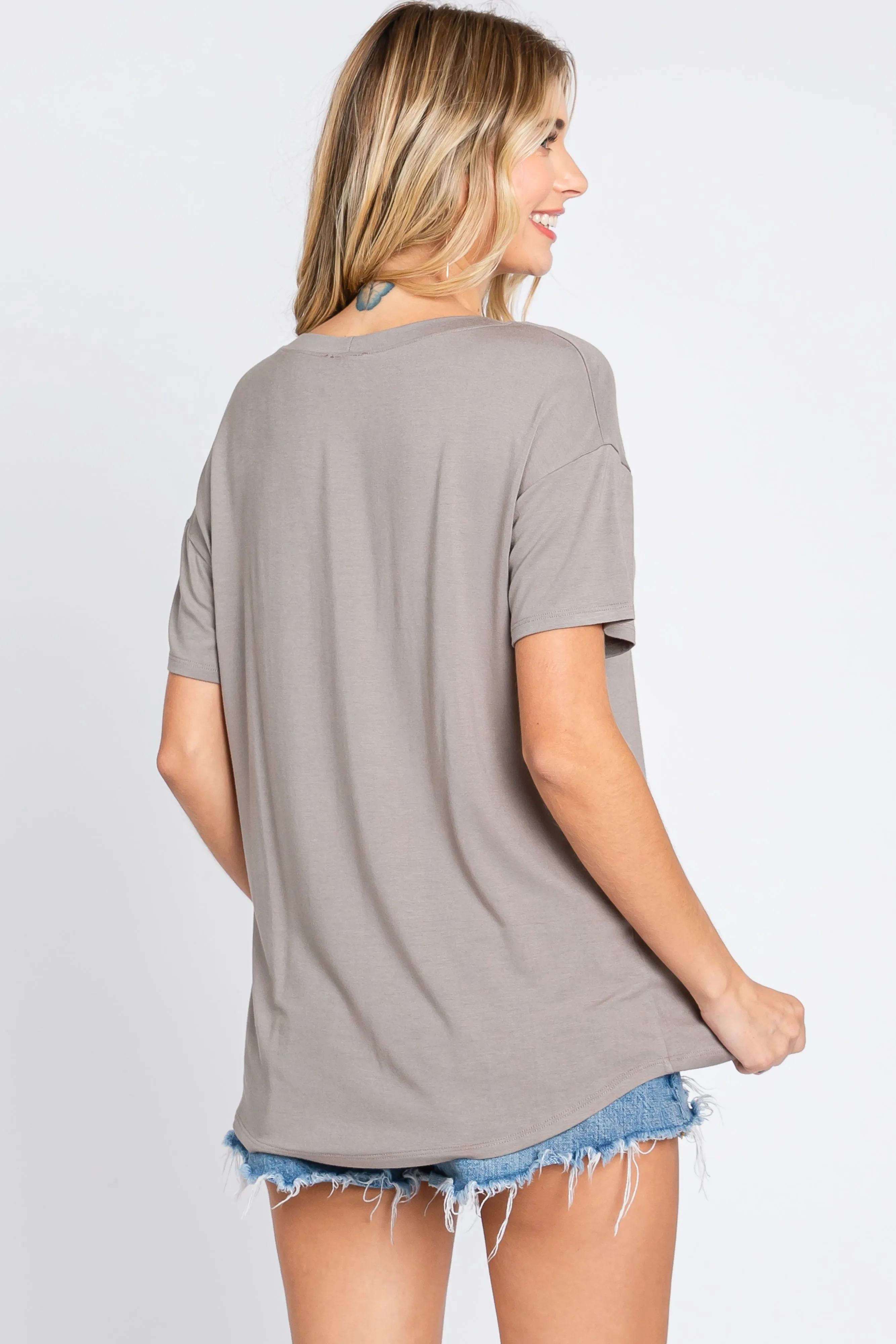 Taupe Scoop Neck Basic Tee sold by Pinkblush product image thumbnail 4