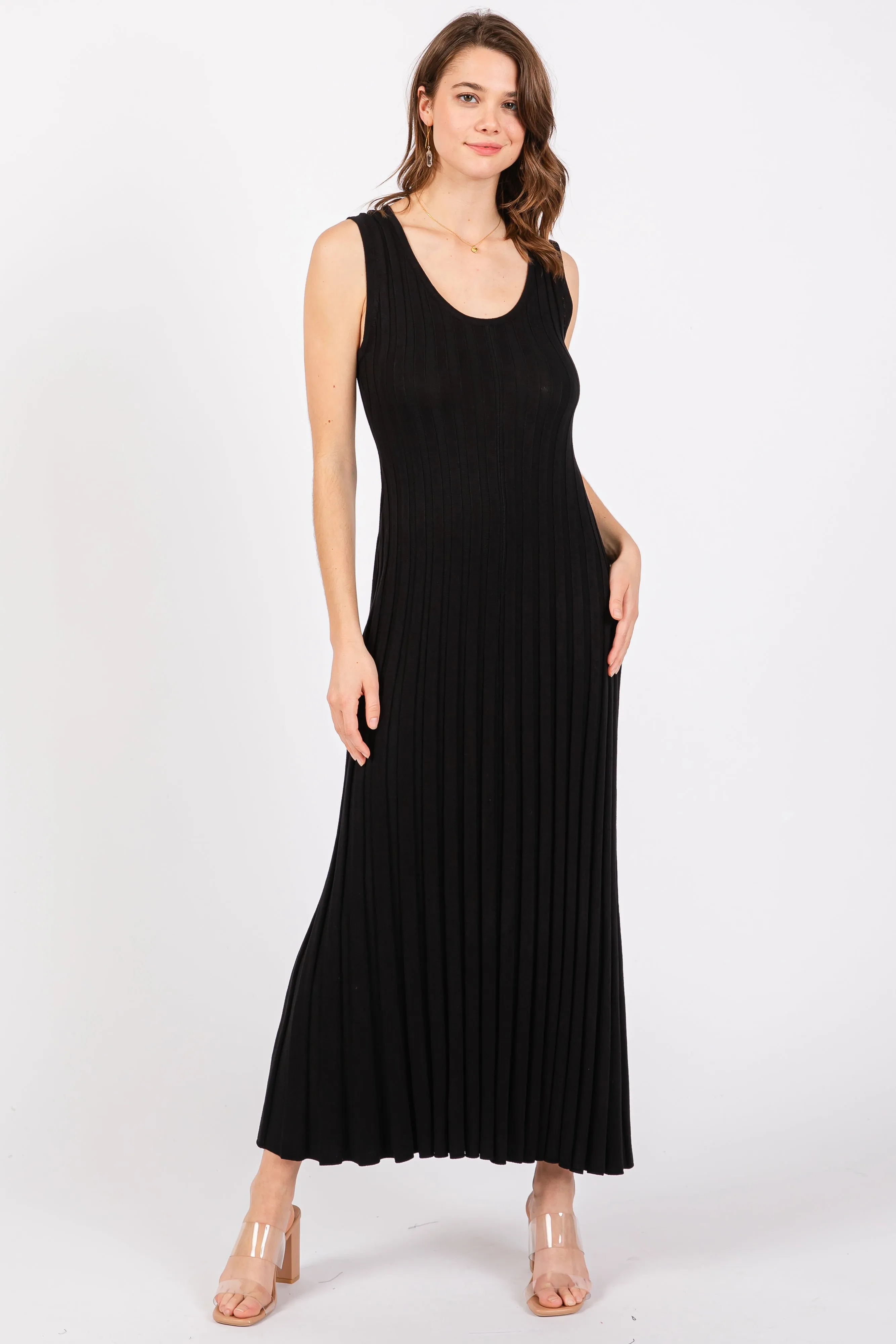 Black Sleeveless Knit Maxi Dress sold by Pinkblush