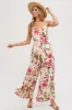 Cream Open Back Floral Print Sleeveless Jumpsuit sold by Pinkblush