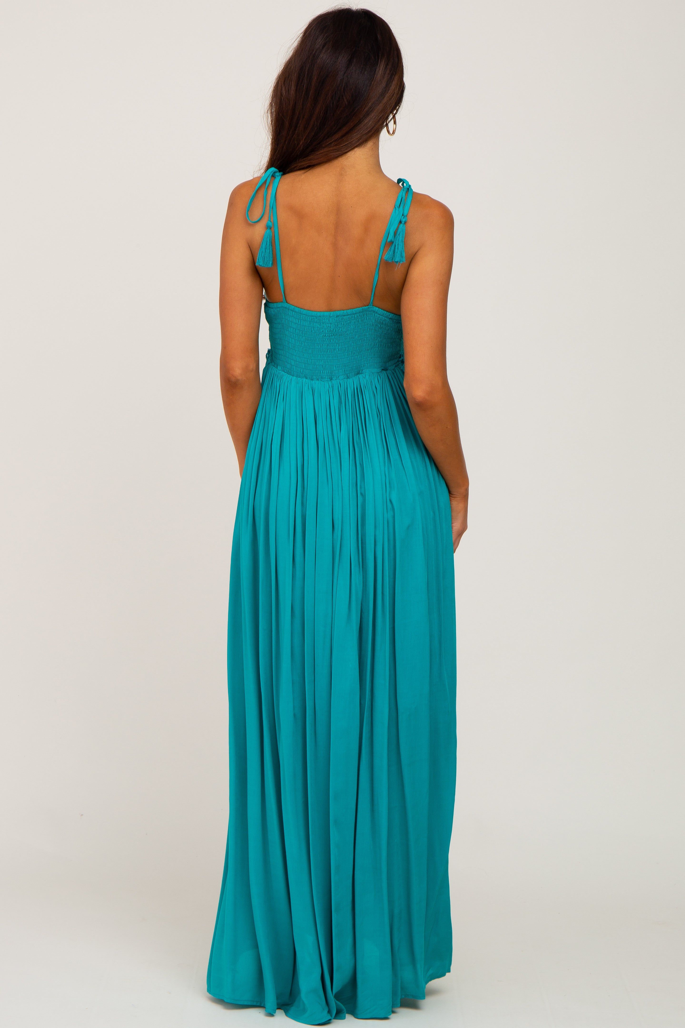 Turquoise Crochet Lace Maxi Dress sold by Pinkblush product image thumbnail 3
