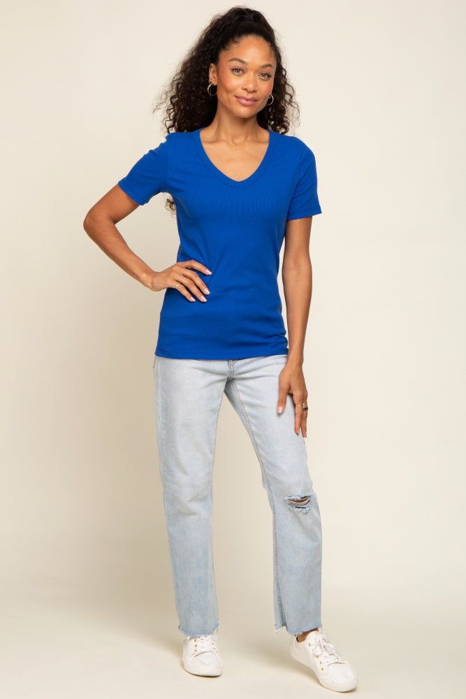 Royal Ribbed V-Neck Top sold by Pinkblush product image thumbnail 4