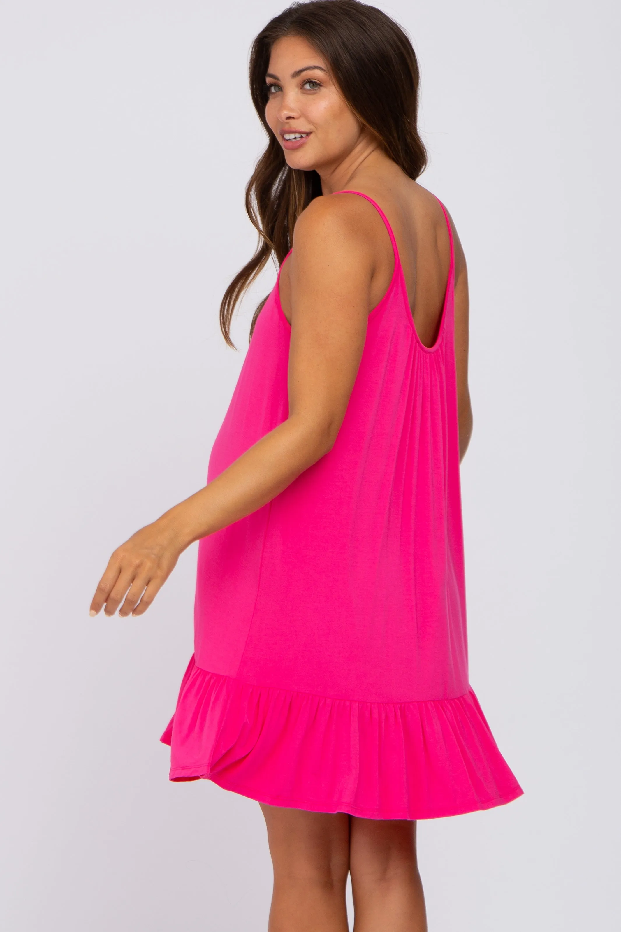 Fuchsia Ruffle Hem Maternity Swing Dress sold by Pinkblush product image thumbnail 4