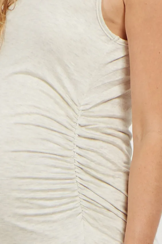 PinkBlush Beige Ruched Maternity Tank Top sold by Pinkblush product image thumbnail 4