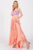 Peach Colorblock Sleeveless Satin Dress sold by Pinkblush