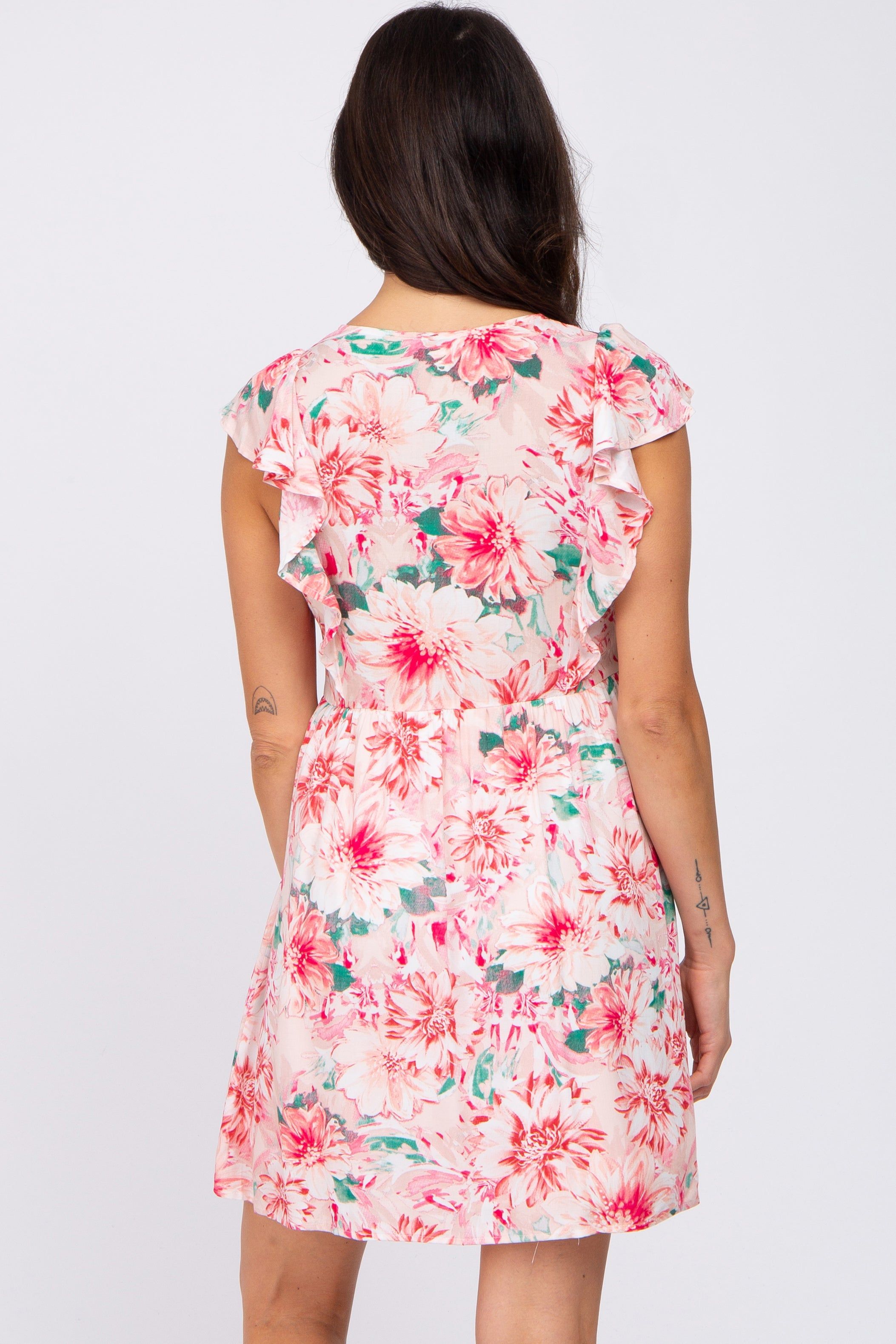 Pink Floral Ruffle Sleeve Babydoll Dress sold by Pinkblush product image thumbnail 3