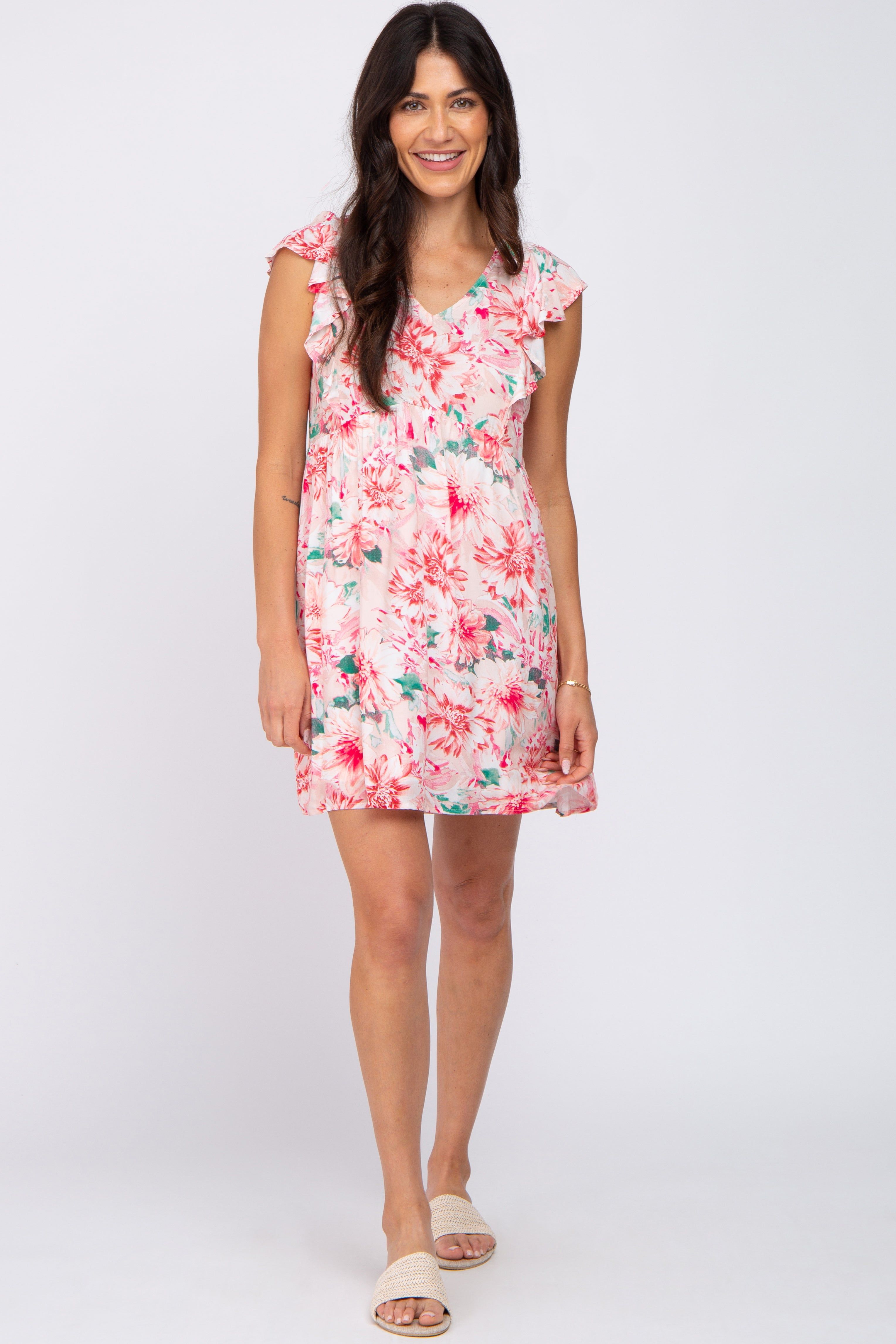 Pink Floral Ruffle Sleeve Babydoll Dress sold by Pinkblush product image thumbnail 4