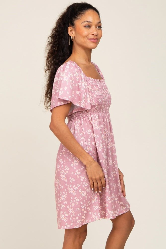 Mauve Floral Smocked Dress sold by Pinkblush product image thumbnail 2
