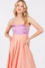 Peach Colorblock Sleeveless Satin Dress sold by Pinkblush