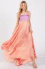 Peach Colorblock Sleeveless Satin Dress sold by Pinkblush