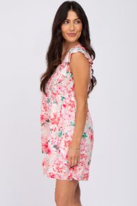 Pink Floral Ruffle Sleeve Babydoll Dress sold by Pinkblush