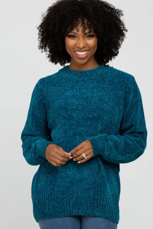 Teal Chenille Knit Sweater sold by Pinkblush
