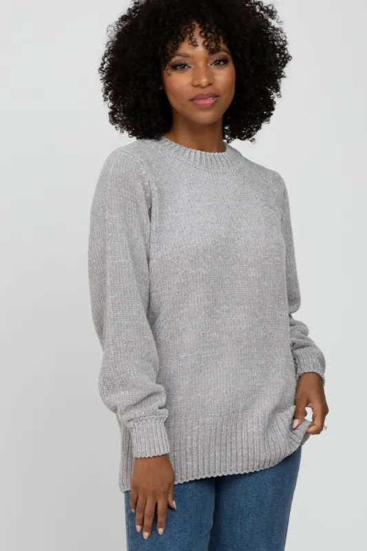 Heather Grey Chenille Knit Sweater sold by Pinkblush