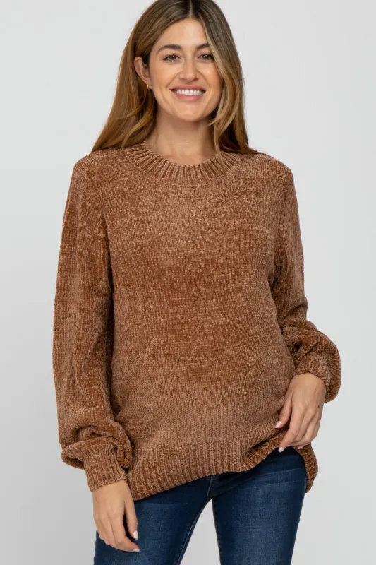 Camel Chenille Knit Maternity Sweater sold by Pinkblush