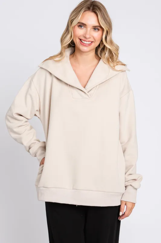 Beige Collared Pullover sold by Pinkblush