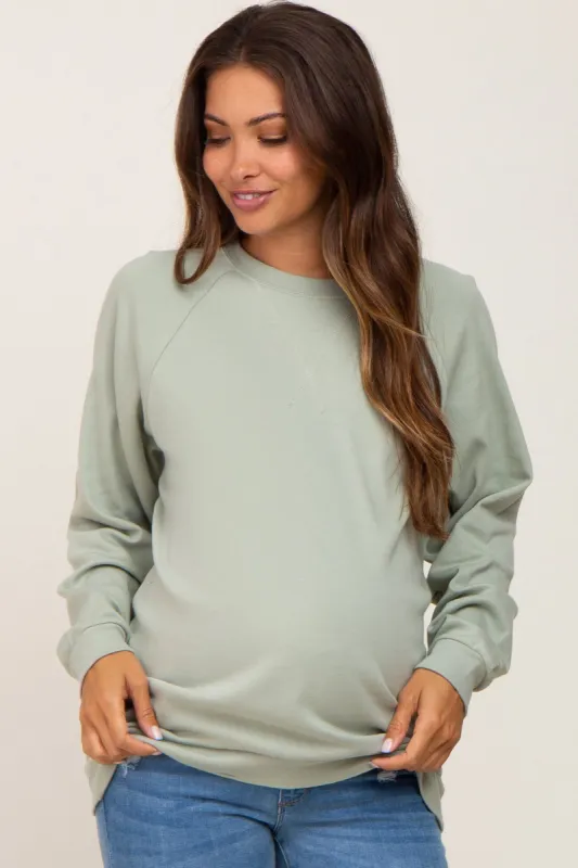 Mint Green Long Sleeve Maternity Top sold by Pinkblush