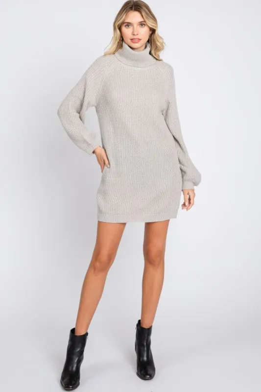 Heather Grey Turtleneck Sweater Mini Dress sold by Pinkblush