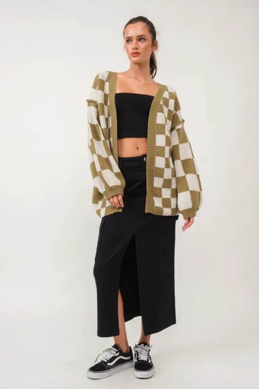 Olive Checkered Sweater sold by Pinkblush