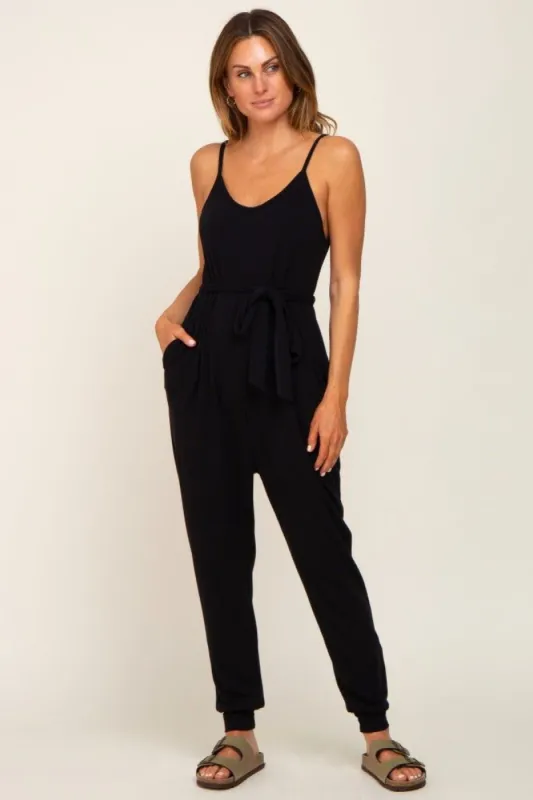 Black Sash Tie Jumpsuit sold by Pinkblush