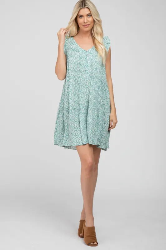 Mint Floral Print Tiered Dress sold by Pinkblush