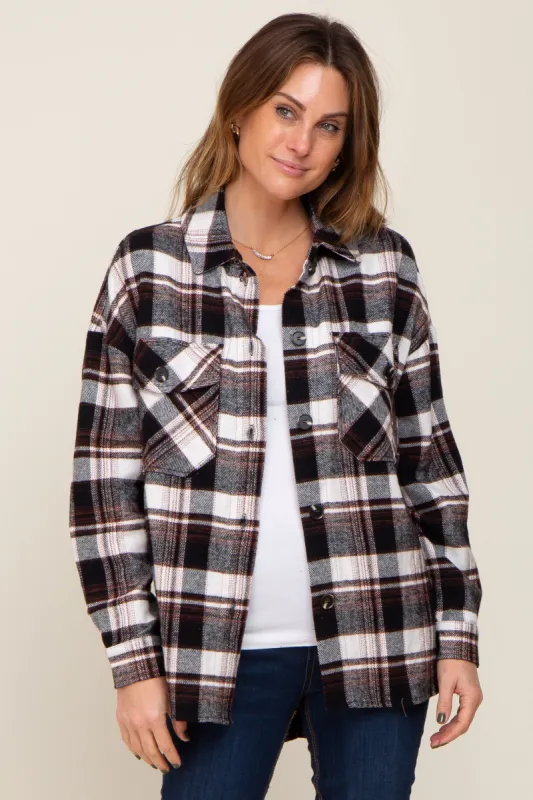 Black Plaid Shirt Jacket sold by Pinkblush