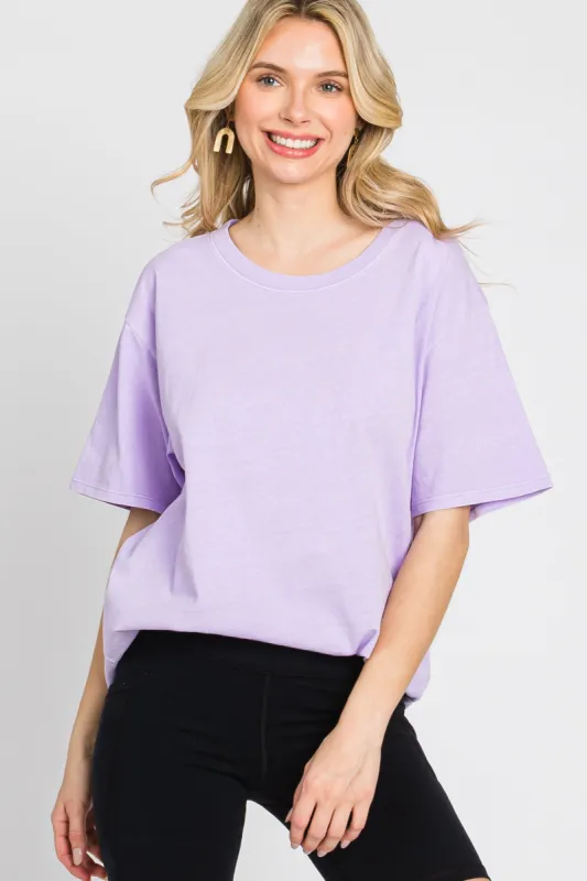 Lavender Faded Basic T-Shirt sold by Pinkblush