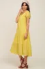 Lime Eyelet Button Front Tiered Scalloped Hem Midi Dress sold by Pinkblush