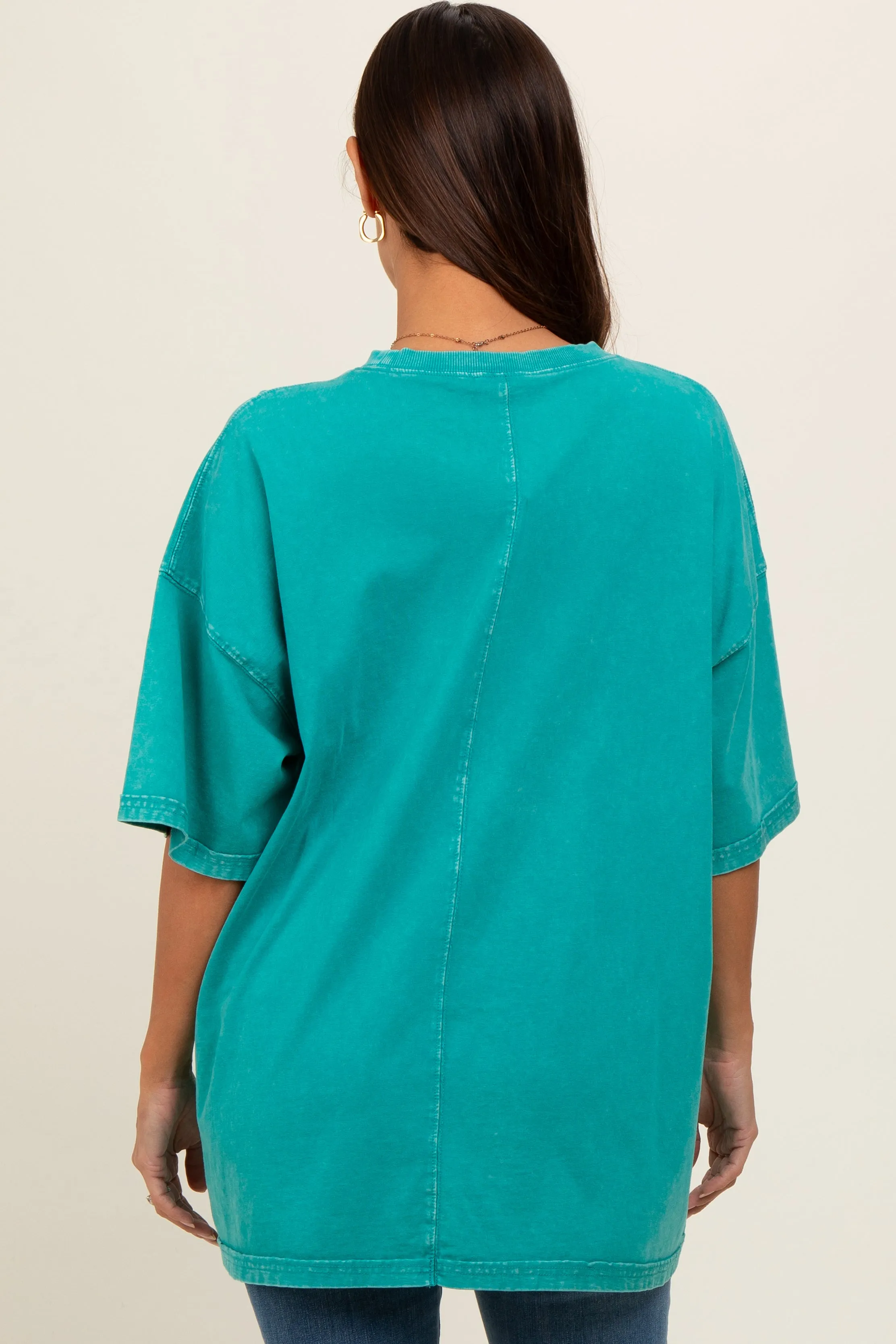 Turquoise Faded Wash Maternity Short Sleeve Top sold by Pinkblush product image thumbnail 2