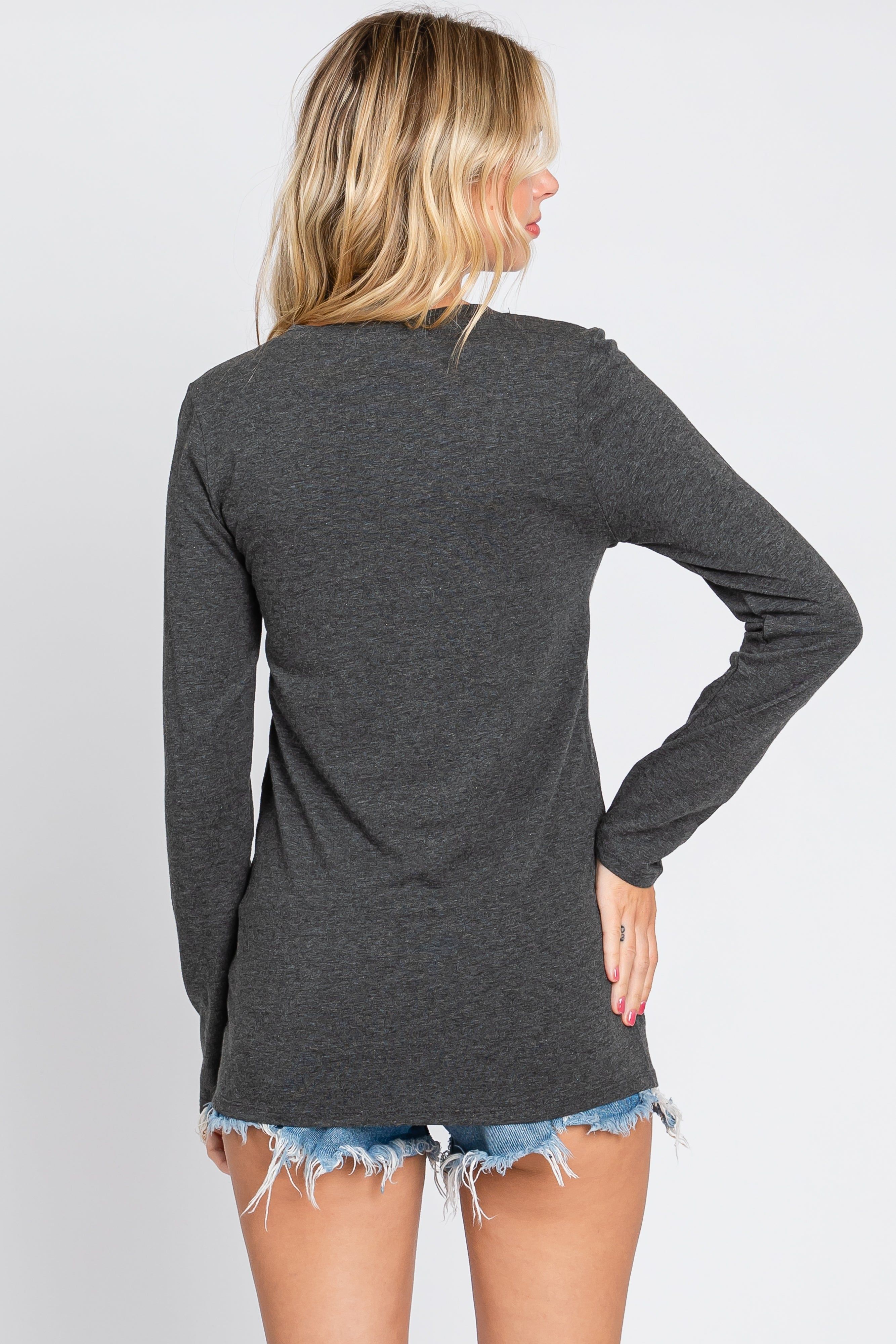 Charcoal Fitted Long Sleeve Top sold by Pinkblush product image thumbnail 3