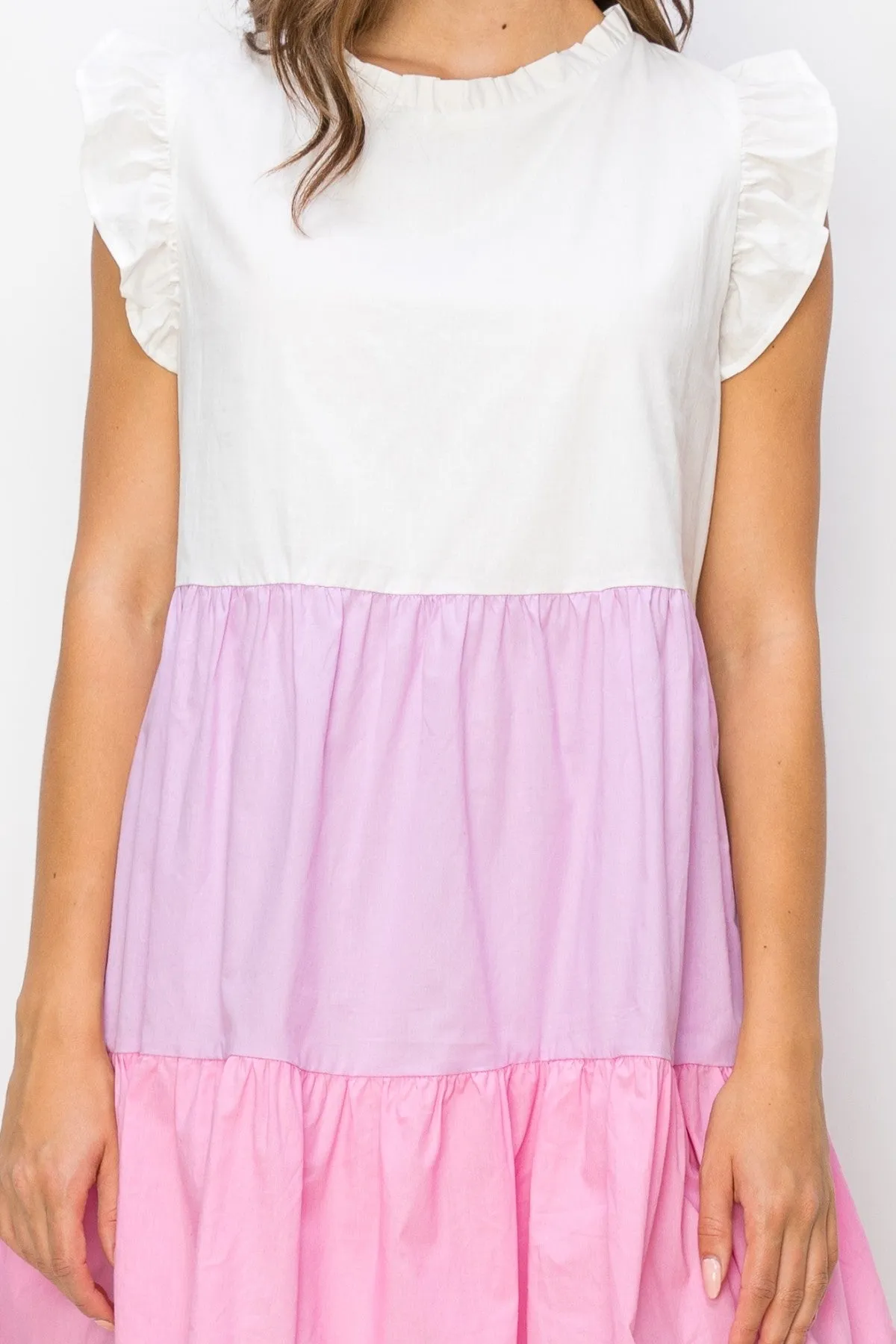 Pink Multi Poplin Color Block Mini Dress sold by Pinkblush product image thumbnail 4