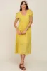 Lime Eyelet Button Front Tiered Scalloped Hem Midi Dress sold by Pinkblush