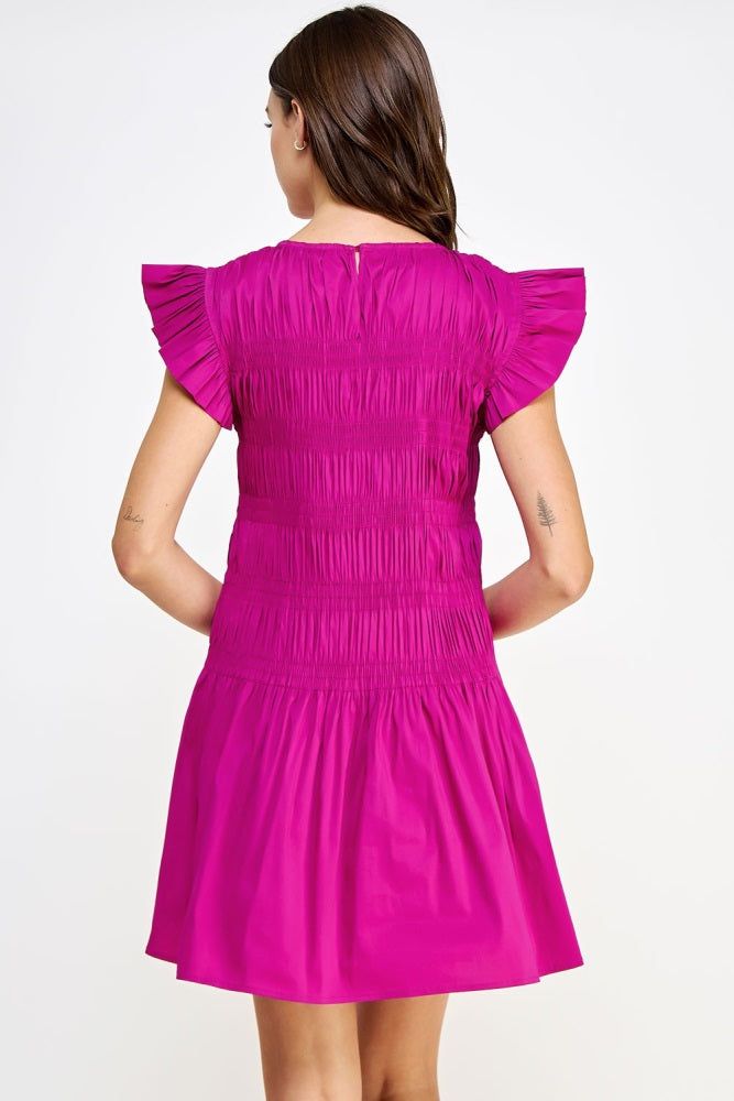 Plum Smocked Bodice Poplin Mini Dress sold by Pinkblush product image thumbnail 3