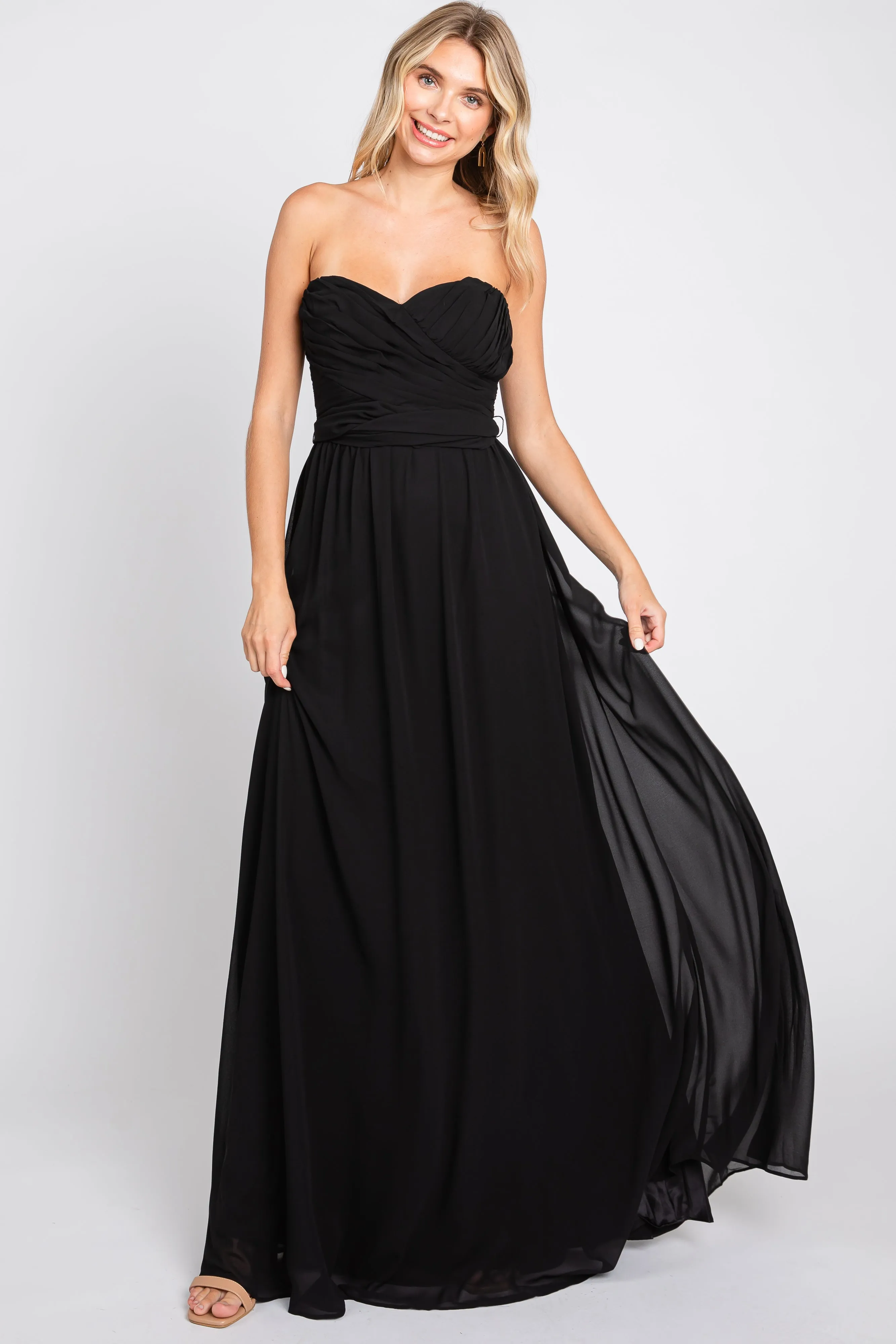 Black Sweetheart Convertible Chiffon Gown sold by Pinkblush product image thumbnail 4