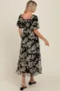 Black Floral Chiffon Ruffle Hem Midi Dress sold by Pinkblush