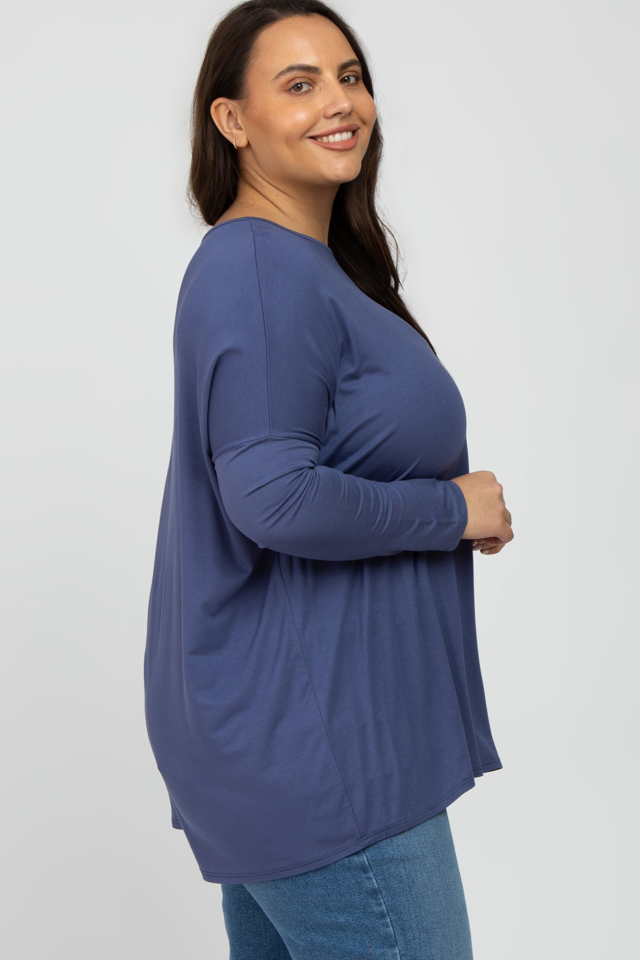 Blue Dolman Long Sleeve Plus Top sold by Pinkblush product image thumbnail 3